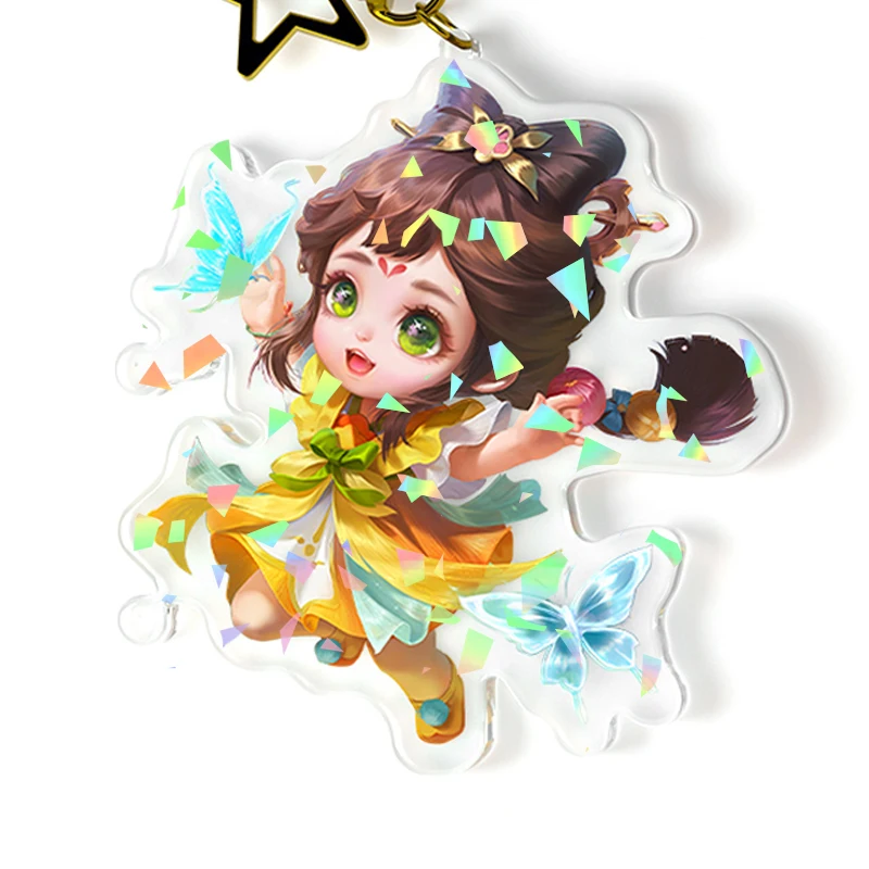 Jinlei заводская цена голограмма сломанное стекло акриловые очаровательные пользовательские печатные брелки с голографической печатью