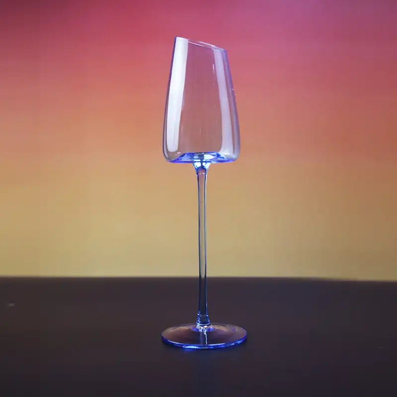 Modern Wine Set with Rhine Blue and Pink Flamingo Accents