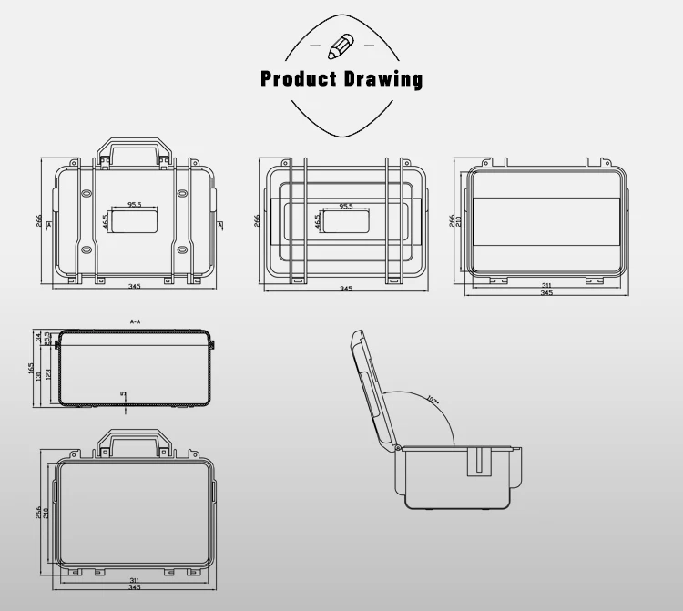 Ningbo everest EPC019-2  plastic waterproof tool box  for instrument carry case with foam