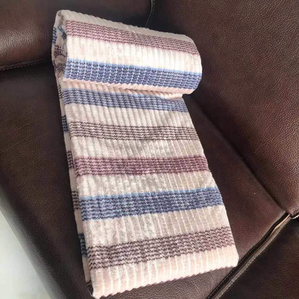 2020 fashion super soft stripes gliter leopard white color flannel coral fleece  jaquard fabrics for blanket bedsheet