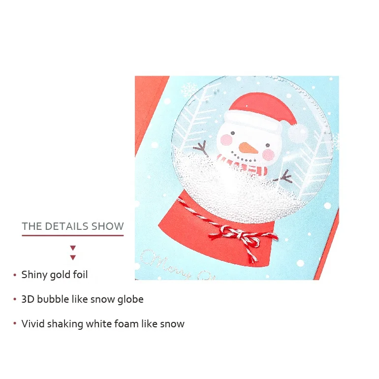Trendy Snowman Snow Globe 3D Cards, Handmade Christmas Custom Greeting Cards with Foams