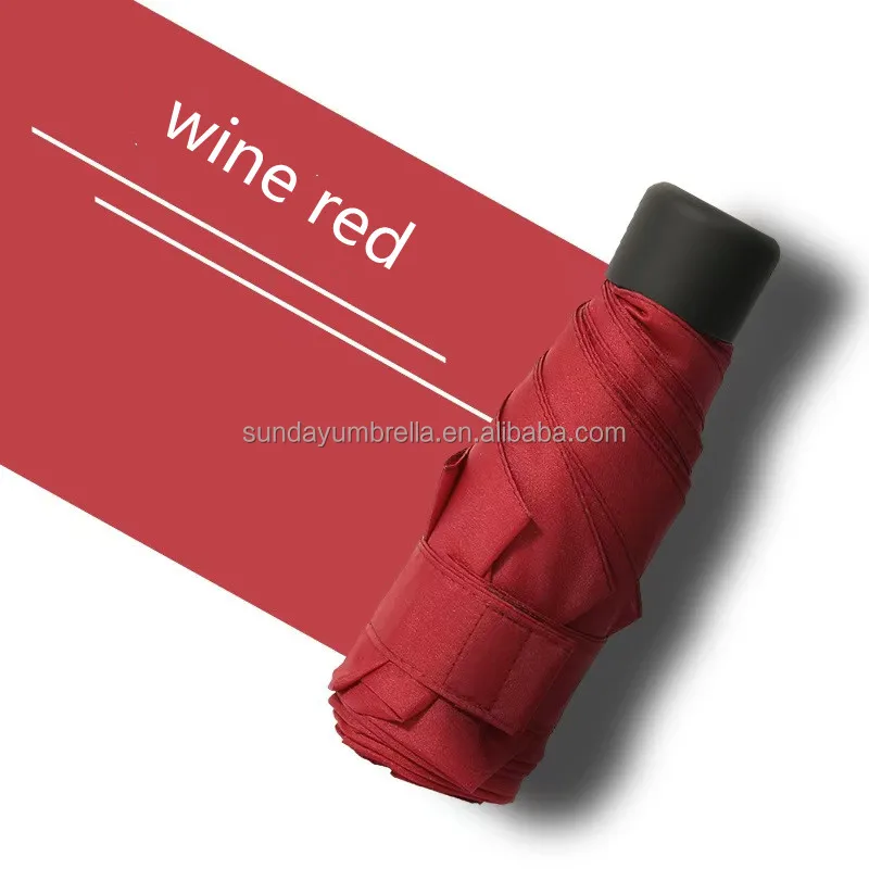 SD Custom Compact 5-Fold Rain Umbrella Super Light Plastic Handle Small Size Sun Protection Beach Custom Logo Printing