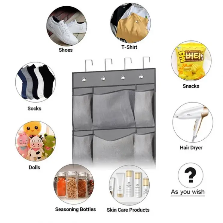 Hot Selling Over the Door Shoe Organizer,  Large Pocket 5-tier over the door shoe organizer with 4 Strong Metal Over Door Hooks