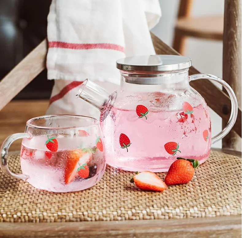 1000ml 1600ml Handmade borosilicate heat resistant glass teapot with bamboo lid