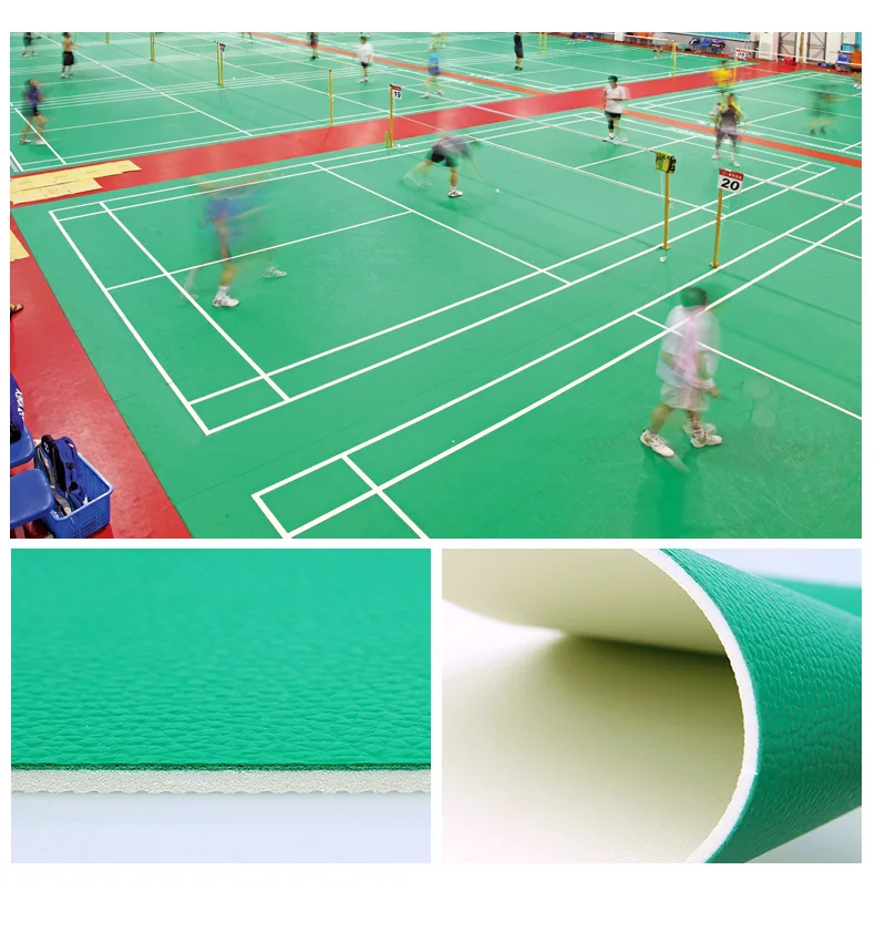 
Volleyball Courts PVC Sport FLooring 4.5mm Green Color Sports Court Using PVC Flooring Factory 