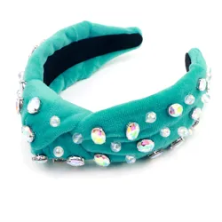 hand sewn irregular beads pink women luxury designer bling beaded furry headband for women