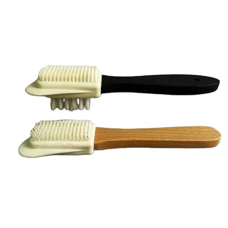 Customer Logo Wooden Handle Silicone Nubuck and Suede Frosted Cleaning Brush Restorer Natural Soft TPR Crepe Brush
