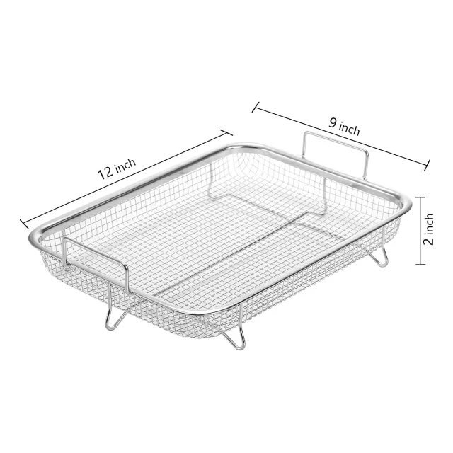 Air Fryer Basket for Oven, Stainless Steel Grill Basket with Handles, Non-stick Mesh Crisper Tray Basket Set
