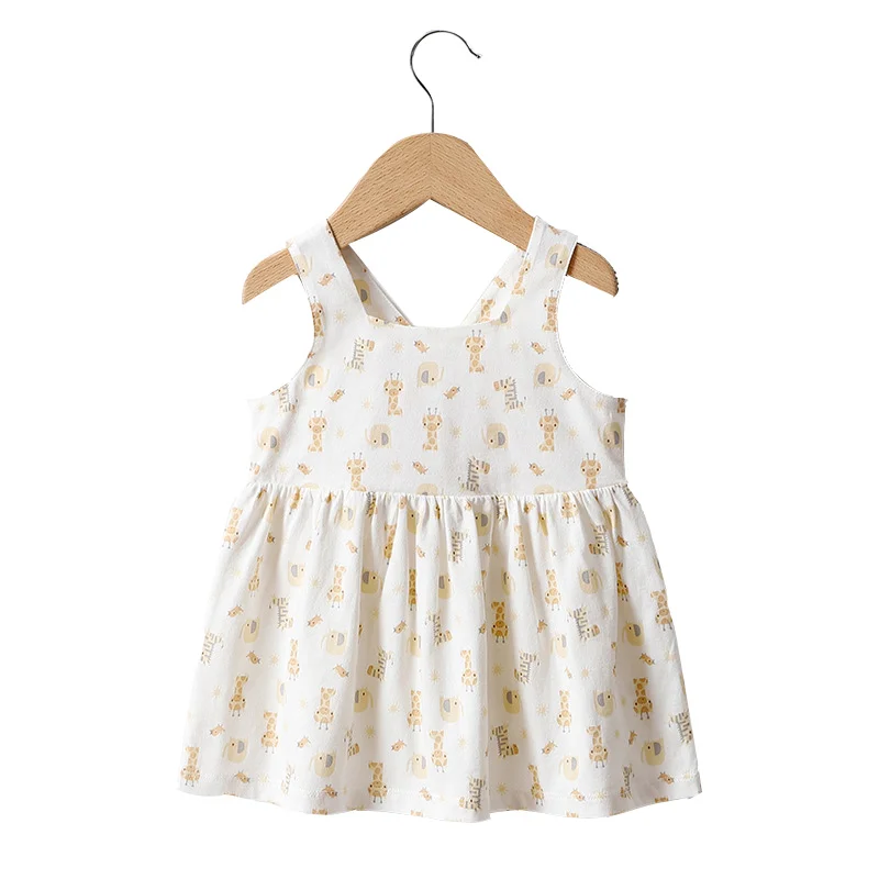 
2021 Kids Baby Girl Cotton Dresses Summer Children Clothes with Print for Toddler Girls 