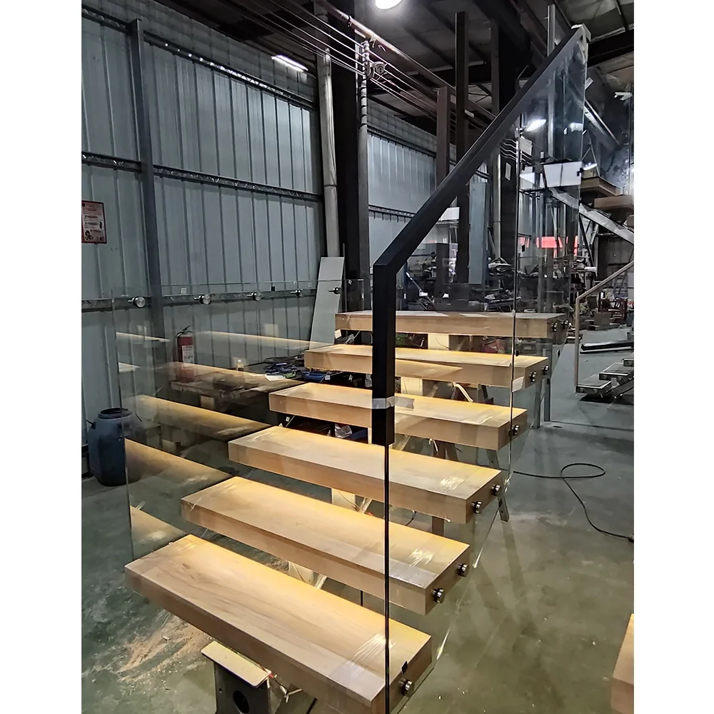 Duplex Home Stair Design Luxury Treads Modular Wooden support Stringers lnstalation Quick Stair Parts Folding Wooden Staircase