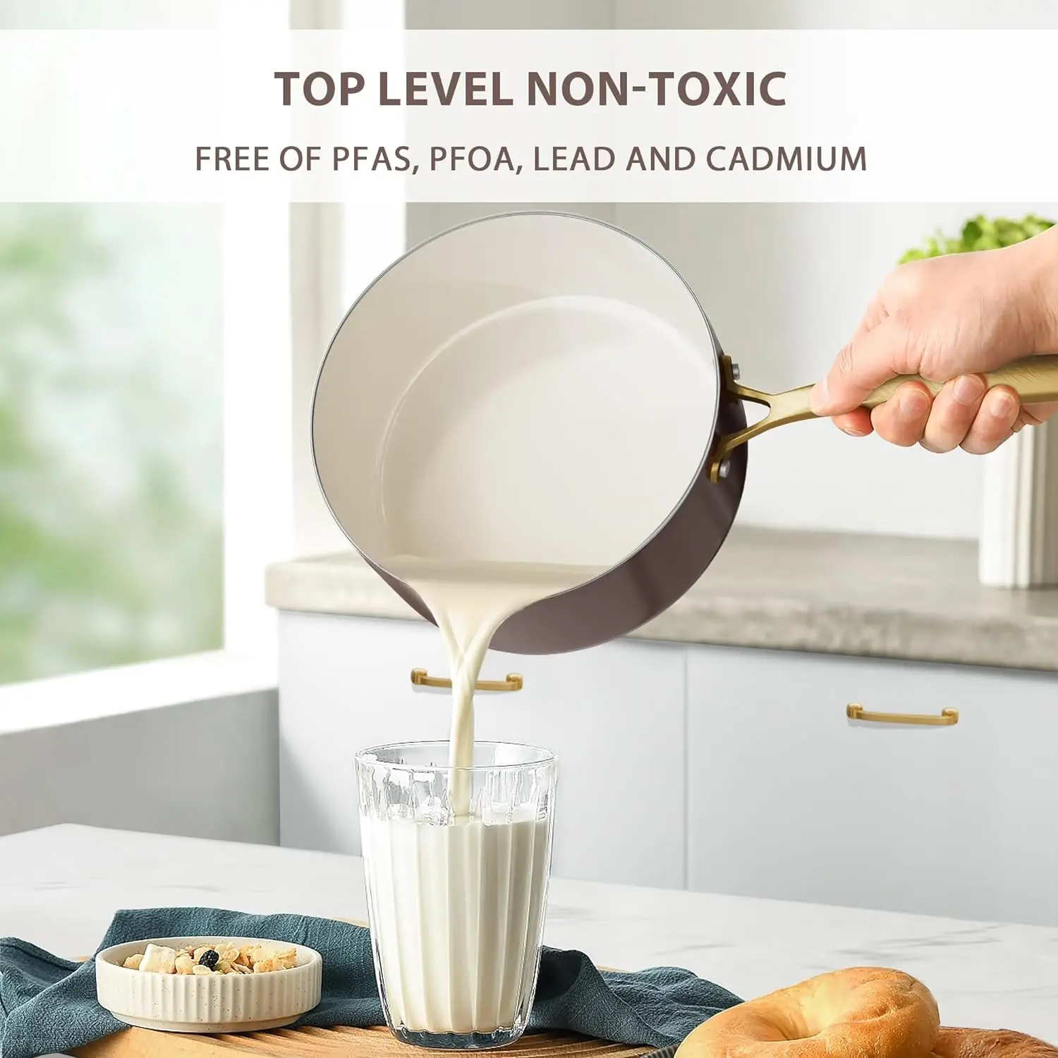 10 pcs/set Frying Pan Chocolate Cookware Ceramic non stick Coating Skillet Nonstick Cooking Oven Dishwasher Safe Square Pot Set