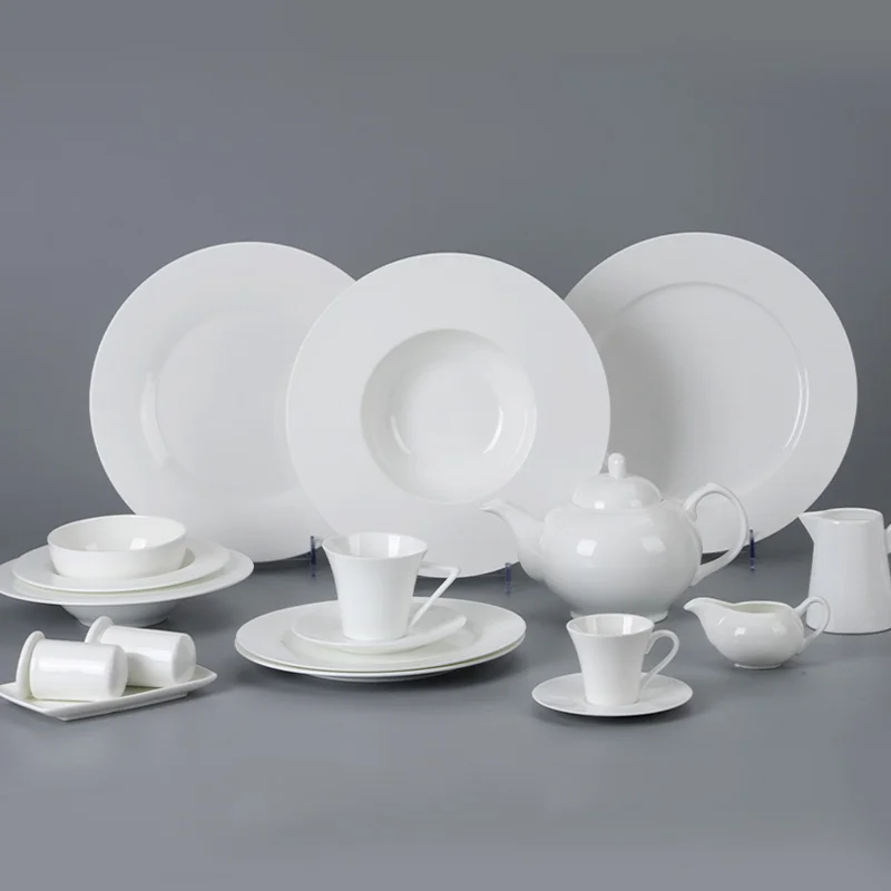 Chaozhou Factory Hotel White Luxury Porcelain Bone China Dinner Set, Ceramic Tableware Crokery Dinnerware Sets