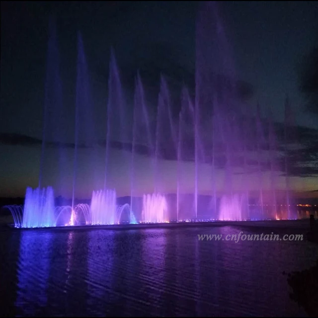 China Large Lake Floating Music Water Fountain In Cultural Tourism Zone Liuding Mountain