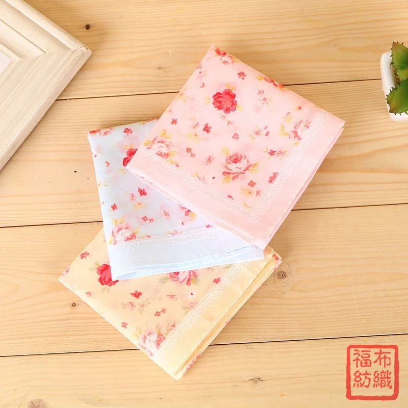 Wholesale Cotton Ladies Japanese For Flower Print Japanese Style Handkerchief For Women