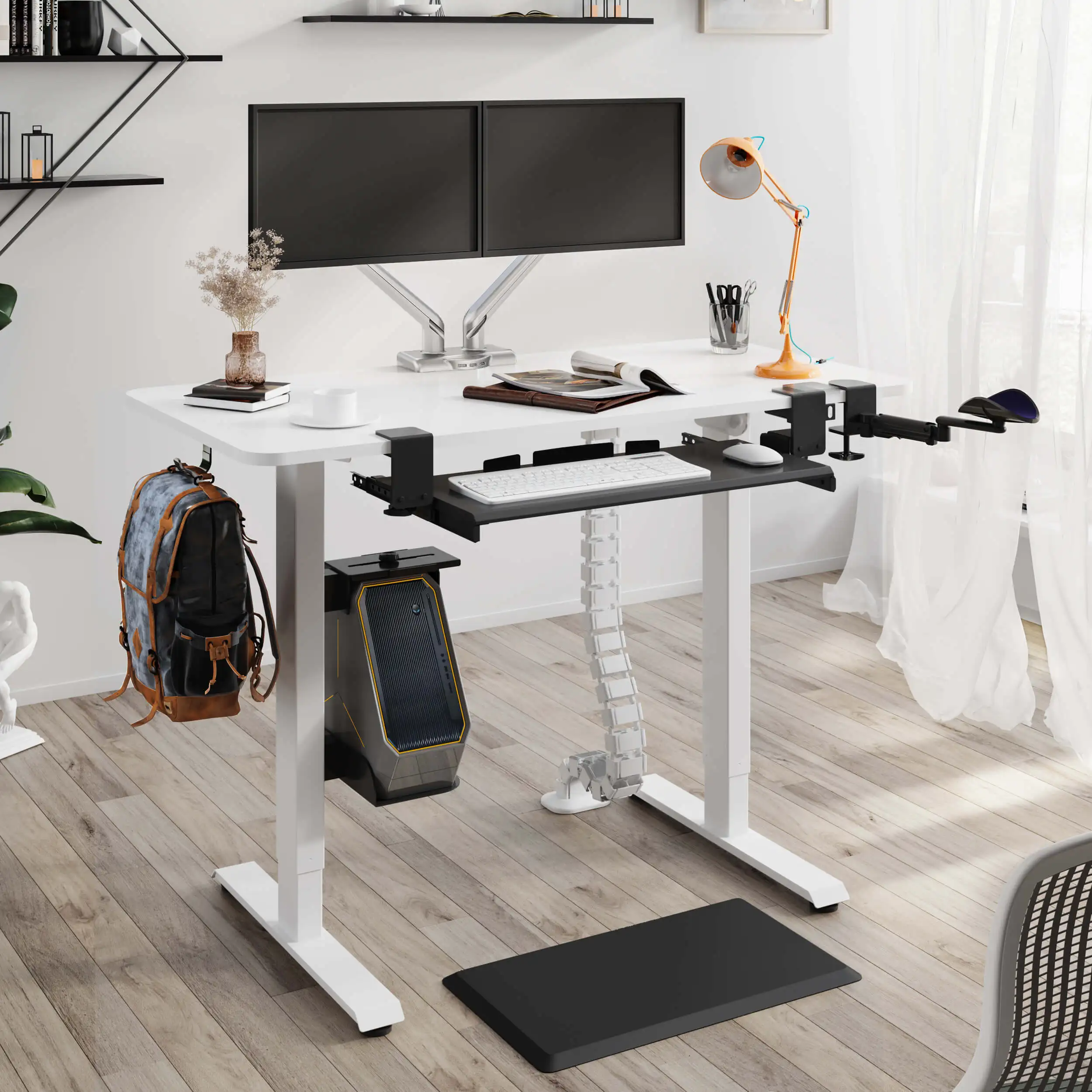 
47.3 x 23.6 Inches Electric Stand Up Desk Workstation, Height Adjustable Frame Home Office Computer Standing Table 
