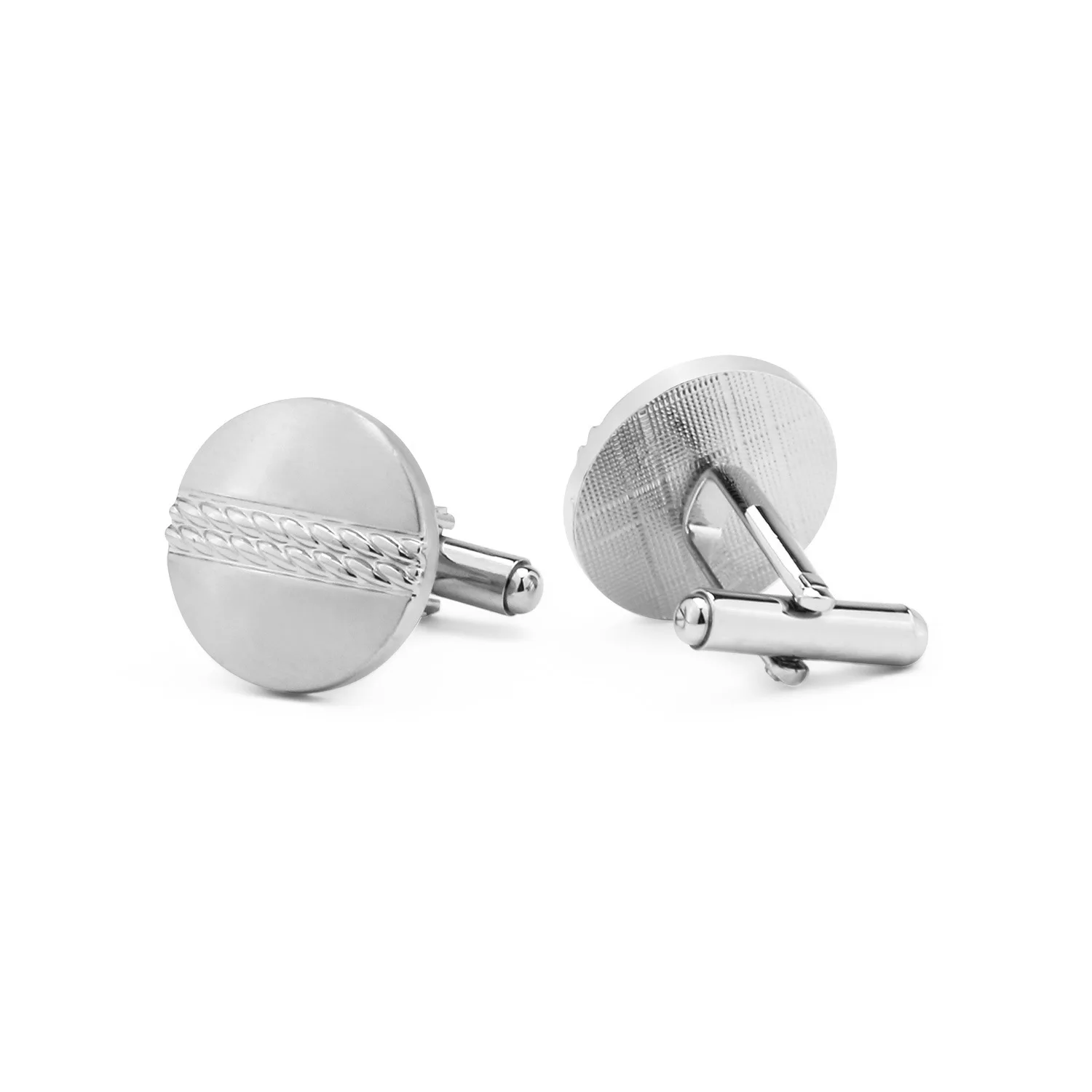 Wholesale Mens Simple Blank Black Cufflinks  Business Silver Shirt Cufflink Blank For Men