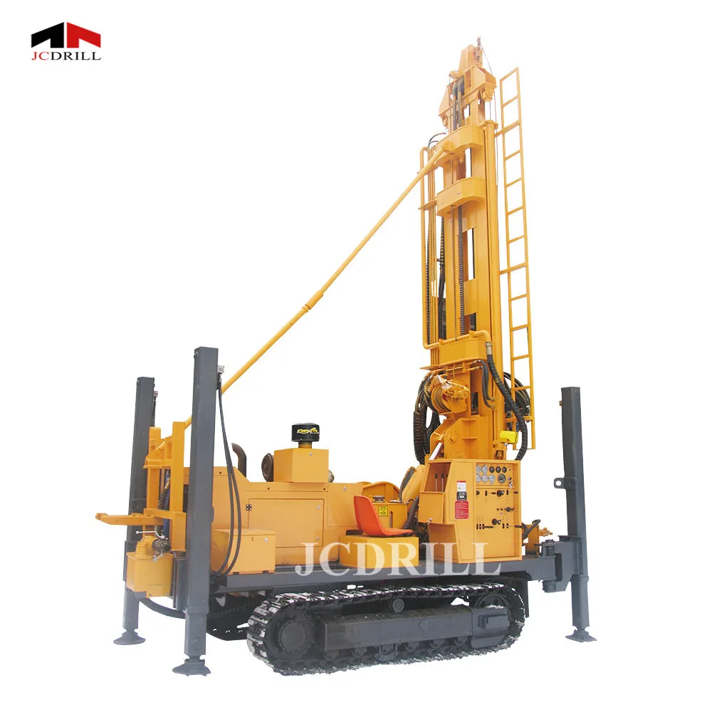300m Depth Hydraulic Track Mounted DTH Water Well Drill Rig With Mud Sucking Pump