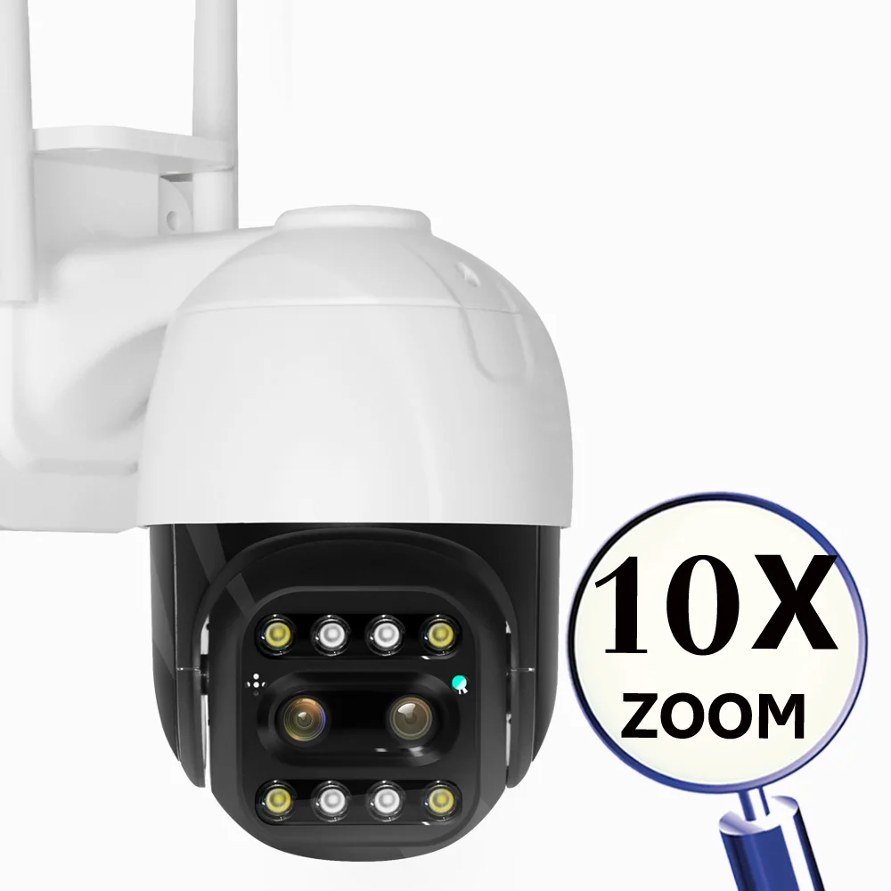 Qearim 2.5 inch dual lens pan tilt zoom mini wifi camera Wireless 10X Zoom 2MP Cheap PTZ live view network carecam camera 1080P