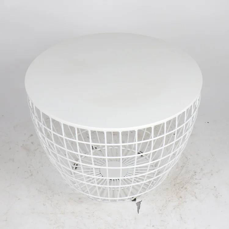 Durable fashion design white iron wire cage table for sale