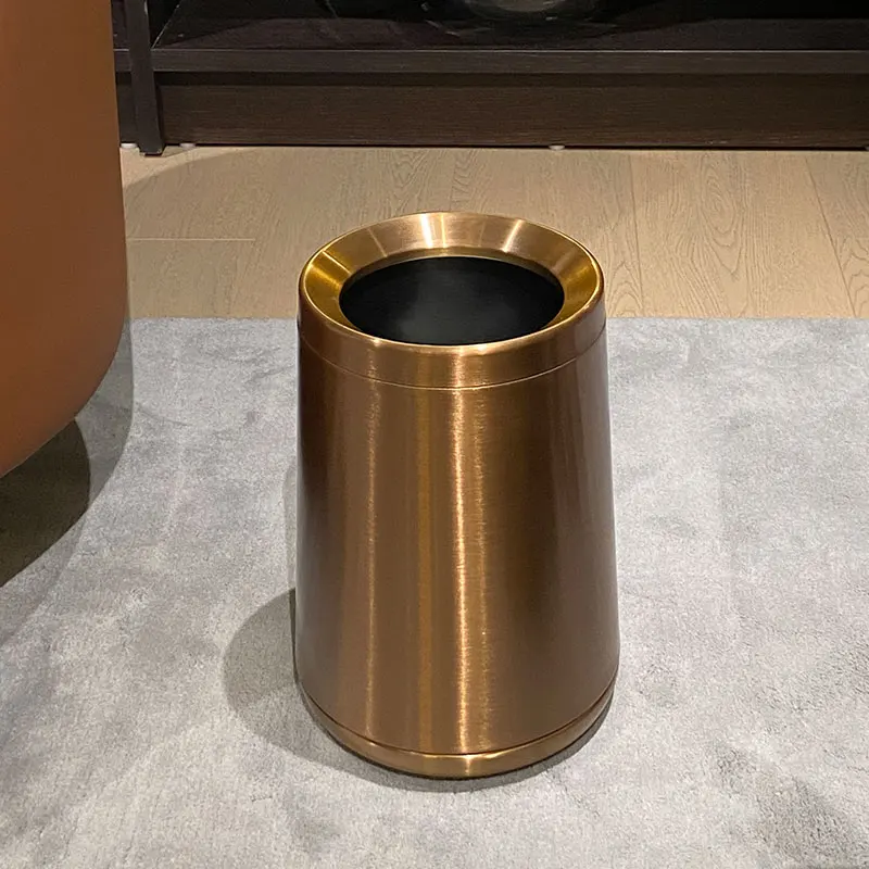 Leasylife 8L 10L waste bin double-layer metal dustbin waterproof and rust-proof creative cone trash can