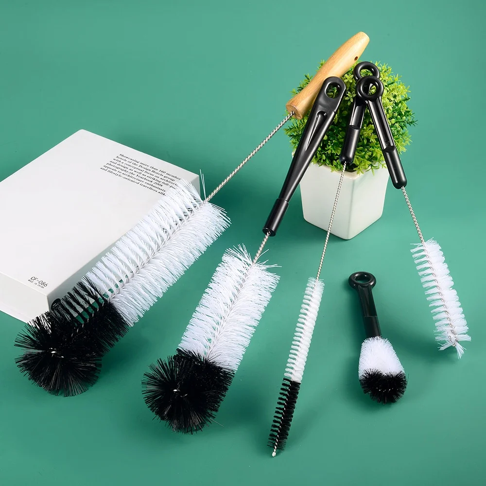 Bottle Brush Straw Cleaner Brush Set 5PCS Stainless Steel Cleaning Nylon Brush For Cleaning Baby Bottle Water Cup