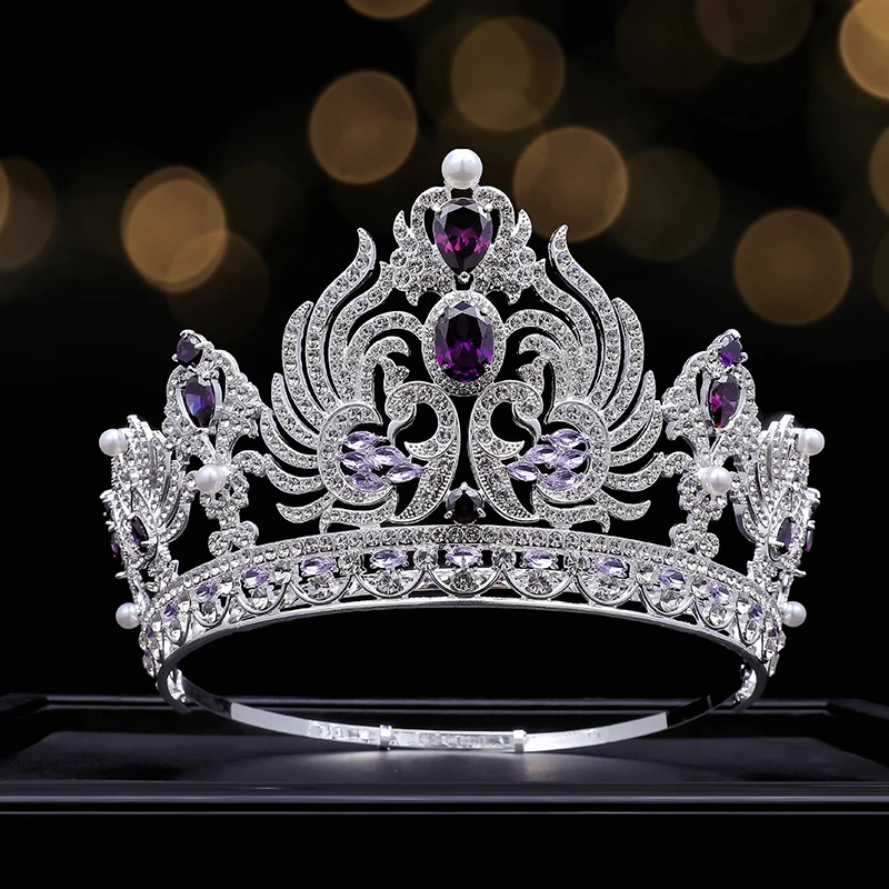 DAIMING Manufacturer Is The Latest Design New All Round Big Crown Miss America Pageant  Purple Zircon