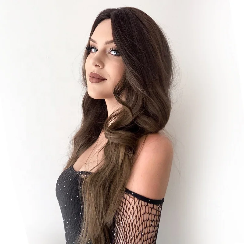 BVR Wholesale Chinese Colorable Long Body Wave Heat Resistant Synthetic Hair Wigs For White Woman