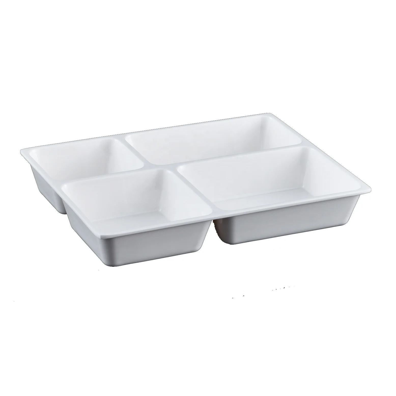 Factory Wholesale school Lunch box fast food Portion tray 4 compartments divided melamine plate