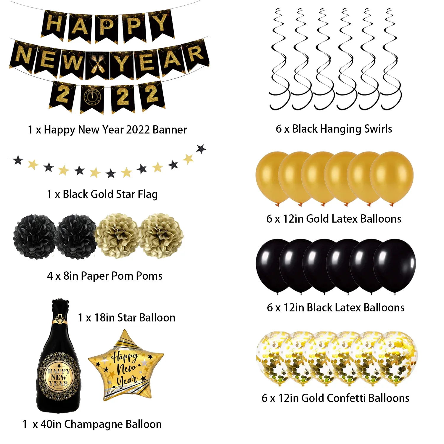 2022 Happy New Year Party Balloon Set Party Decorations Photo Props