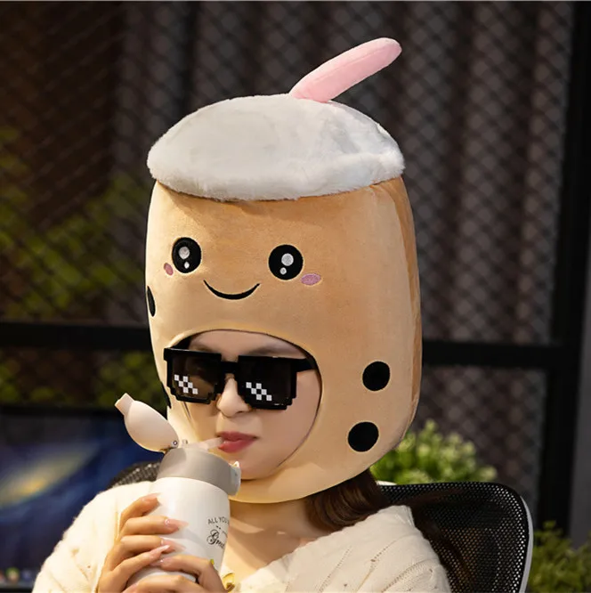 Food and drink milk tea head cap photo props photo props cartoon head set performance props