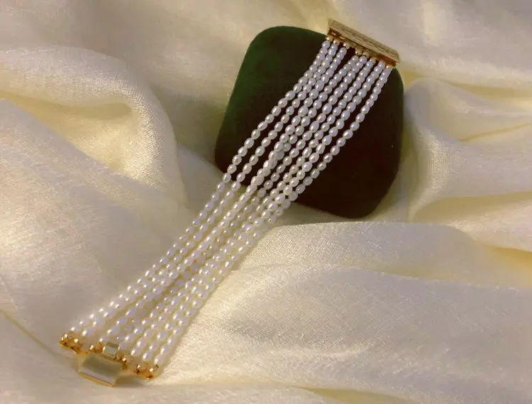Factory selling natural Multi-row design bracelet with freshwater pearl