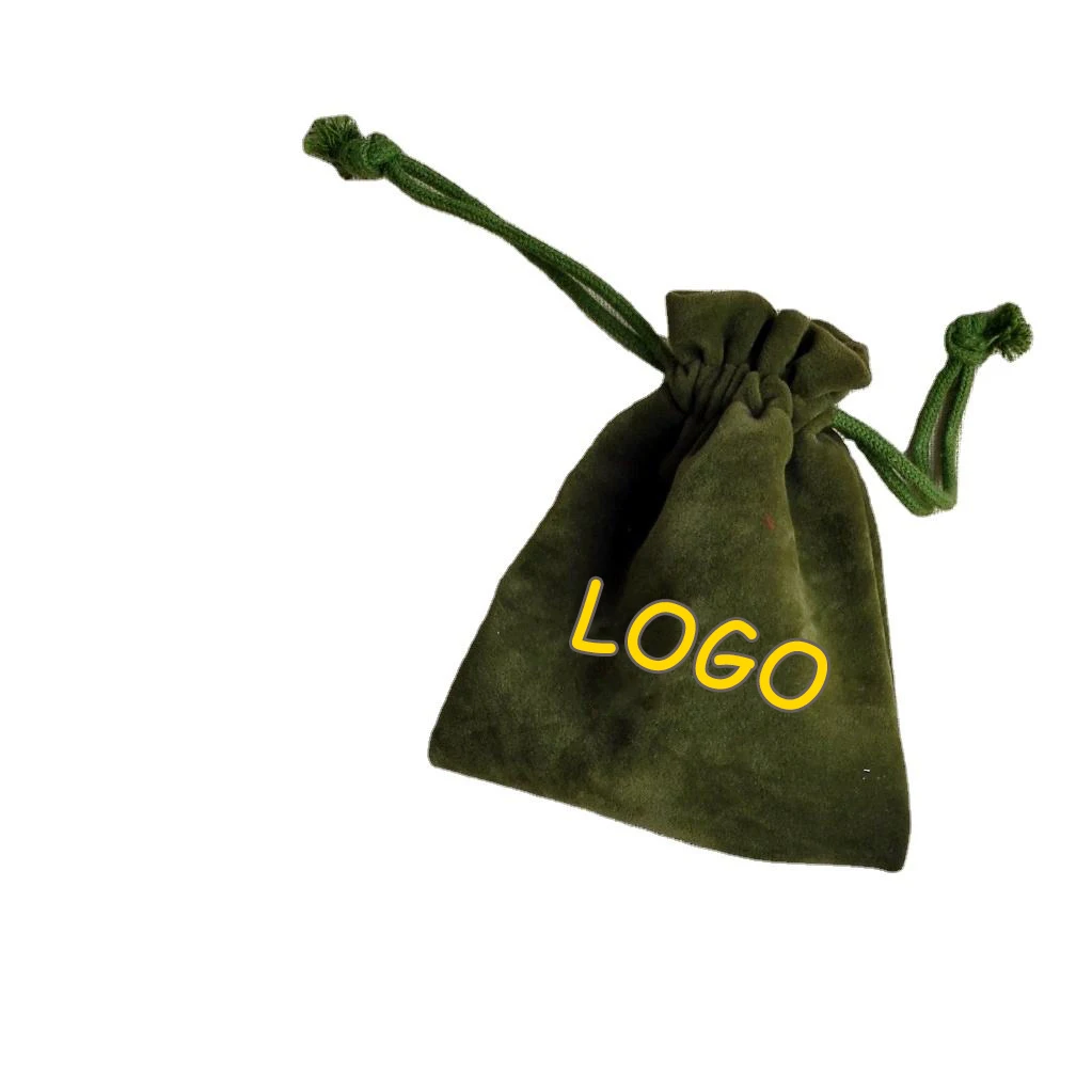 Custom dark green with drawstring jewellery soft velvet gift/jewellery bag high quality velvet bag