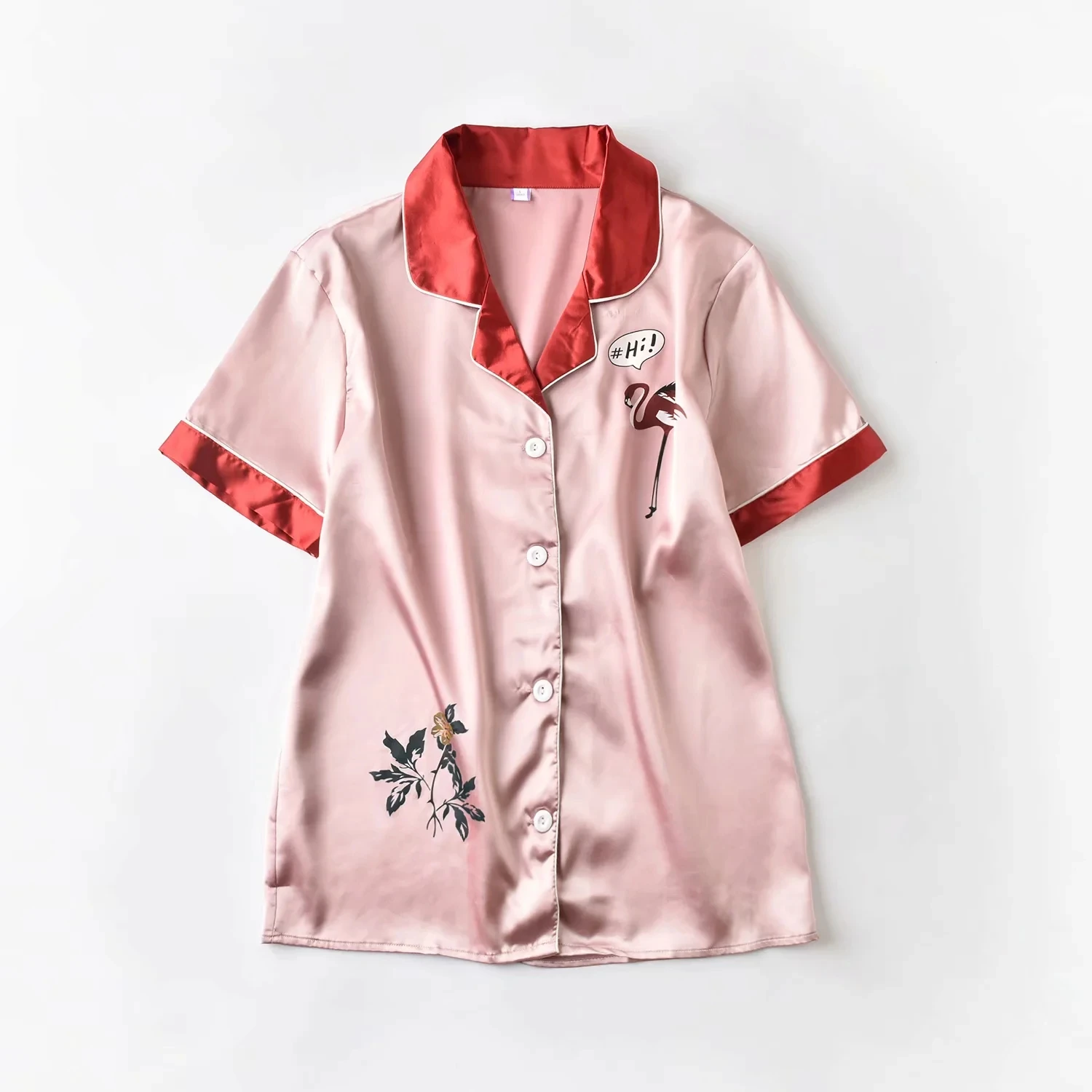  Soft luxury short sleepwear cute printed plus size pajamas summer satin pajama sets for