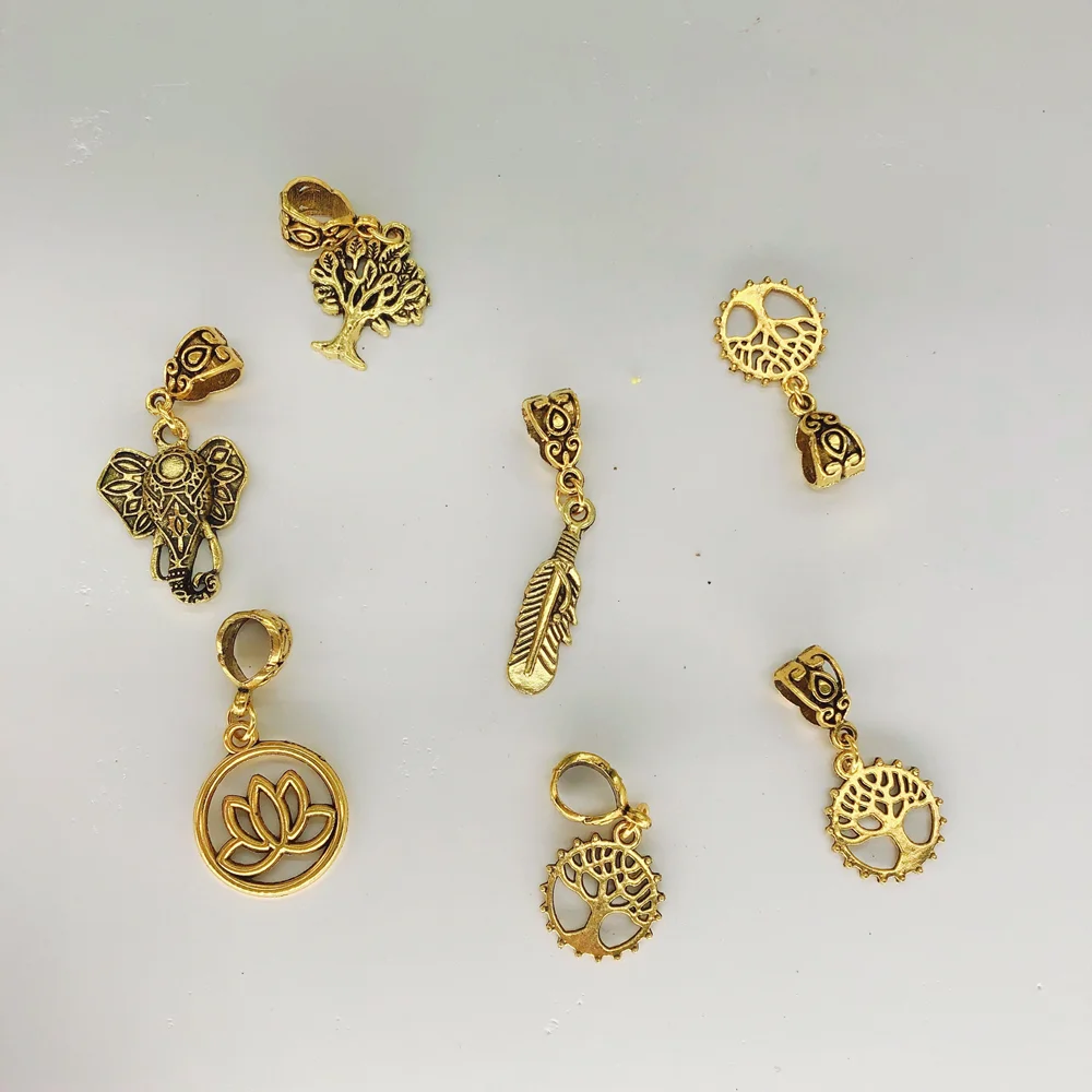 Antique like Loc Jewelry 1pc Elephant Charm Dreadlock Beads Metal Ring Cuff Pendant Hair Accessory For Afro wig braid extension