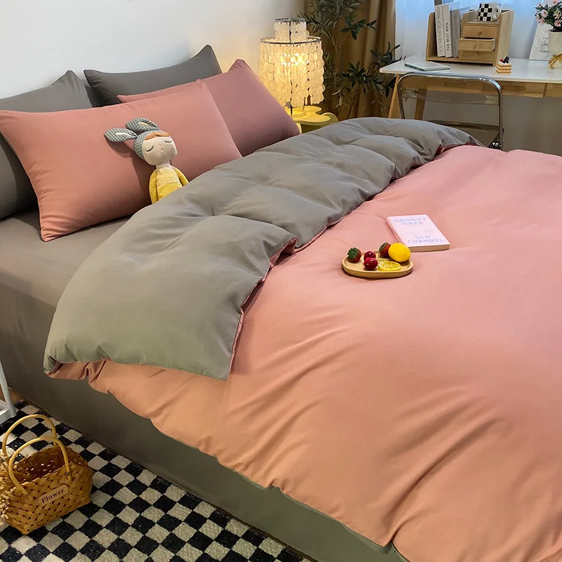 Nordic Wind Twin Size Bedding Set 100% Cotton Spring Autumn Bed Sheets with Single Dormitory Suite Head for Home Use Queen Size