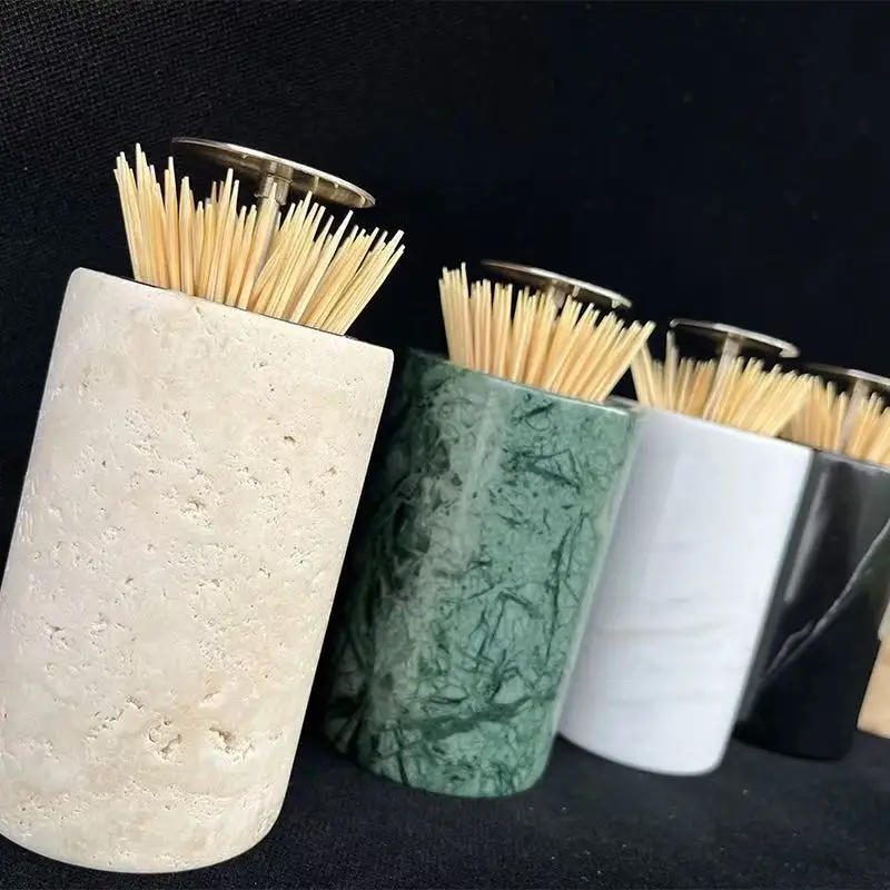 Factory Direct Sale Natural Marble Toothpick Box Toothpick Storage Dispenser Pick Box