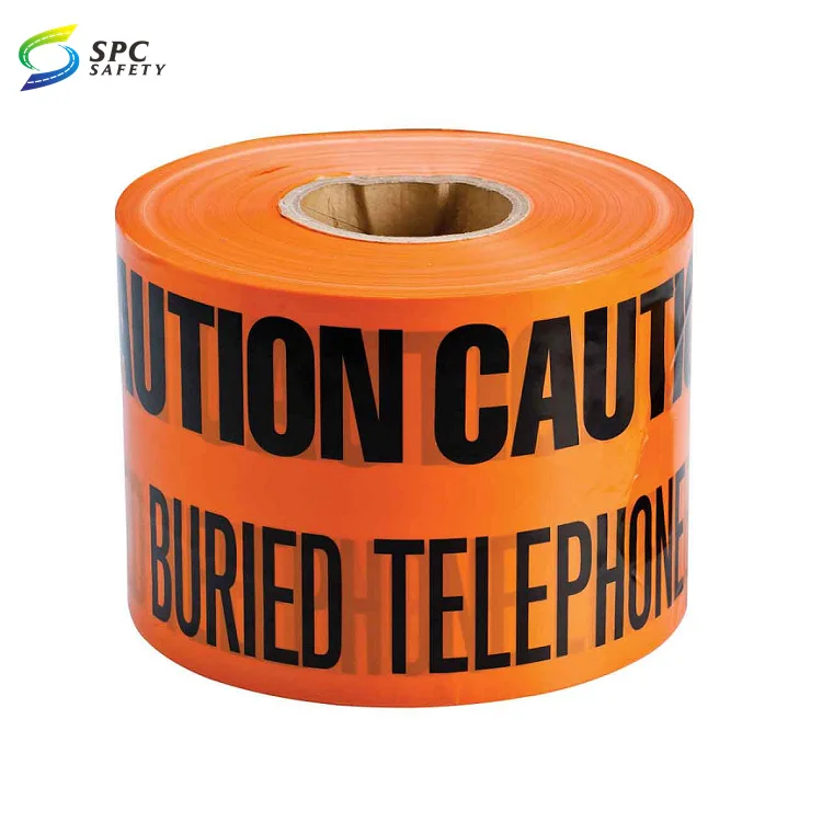 Durable Construction Blue Underground Utility Cable Wire Continuous Warning Marking Tape Buried Water Line Below Caution Tapes