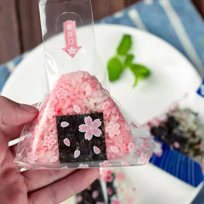 Безопасные пищевые пластиковые пакеты BOPP для onigiri треугольный рисовый шар пленочный пакет Бесплатная доставка в Россию