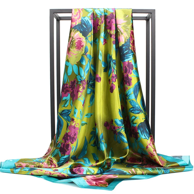 90*90 Luxury Silk Material Brand Letter C Style New Current Long Summer Scarves For Women