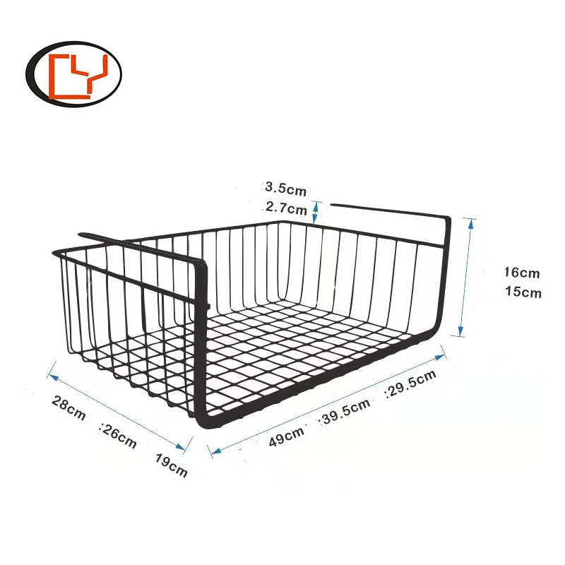 High quality durable under cabinet shelf kitchen hanging wire basket storage baskets