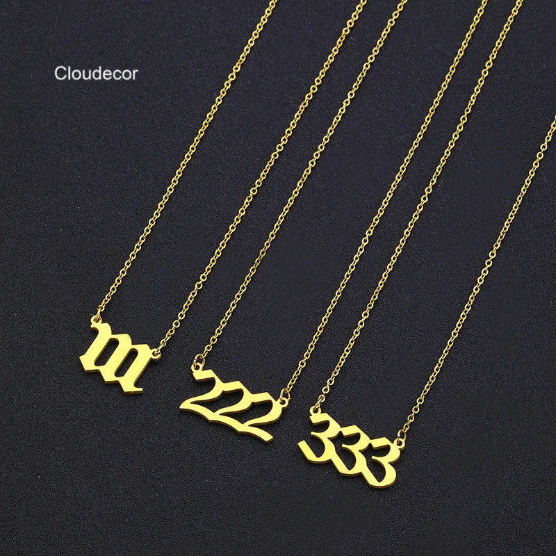 Minimalist Angel Number Necklace Stainless Steel Chain Jewelry Custom Number Necklace 18k Gold Plated Number Necklace