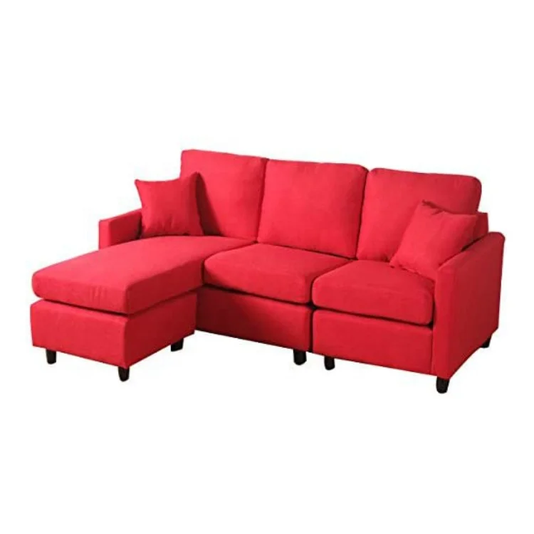 Modern Fabric Sofa 4 Seater And Corner Sofa Cotton L Shape Sofa
