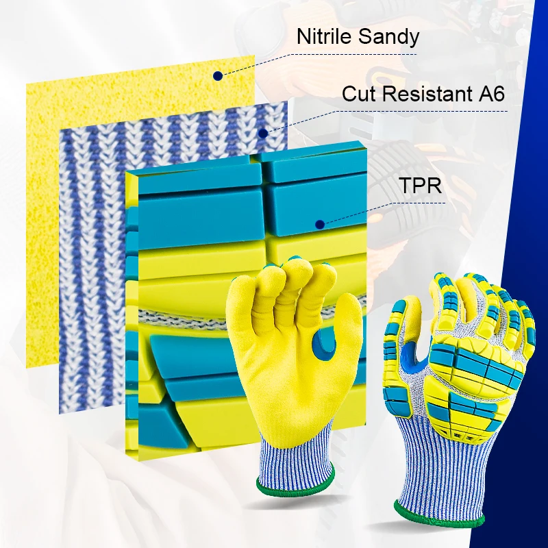 Cut Grip Heavy Duty Mechanics Gloves Durable Material Leather Impact Work Gloves Oil and Gas Safety Gloves