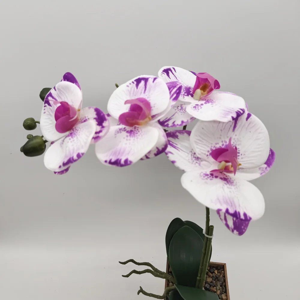 Hot sale home decor artificial flowers phalaenopsis orchid pot for garden decor
