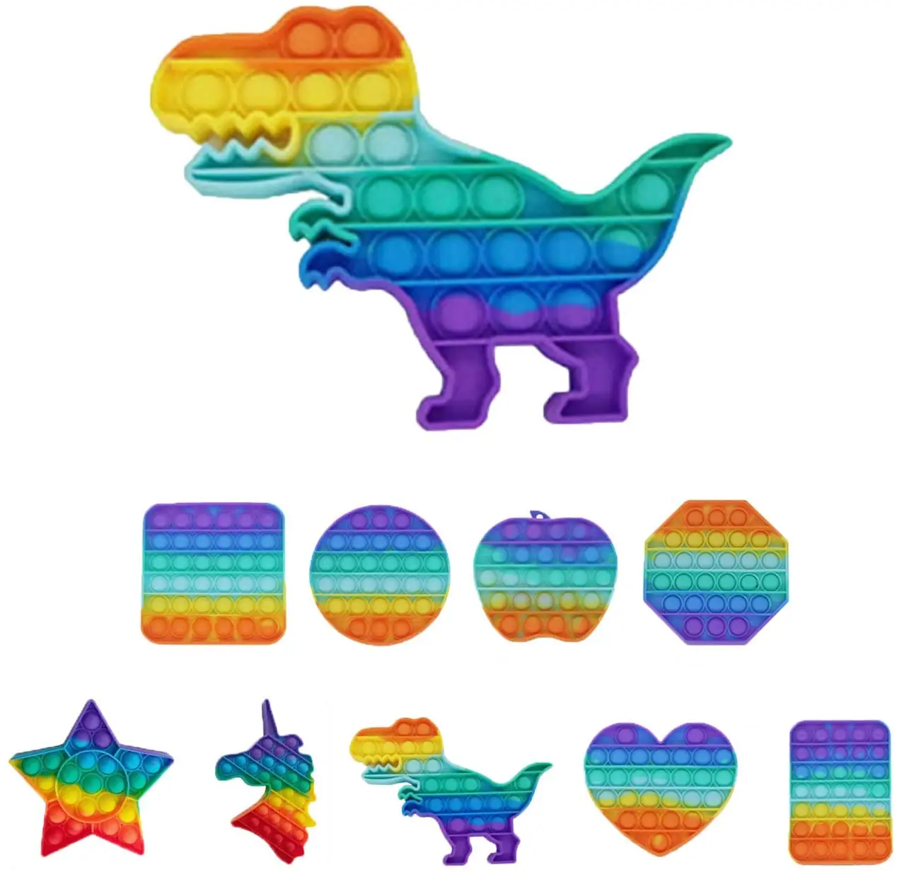 
Factory Cheap Educational Silicone pop game Fidget toy Pop It ASTM Certificated Unicorn Rainbow colors in Stock Wholesale 