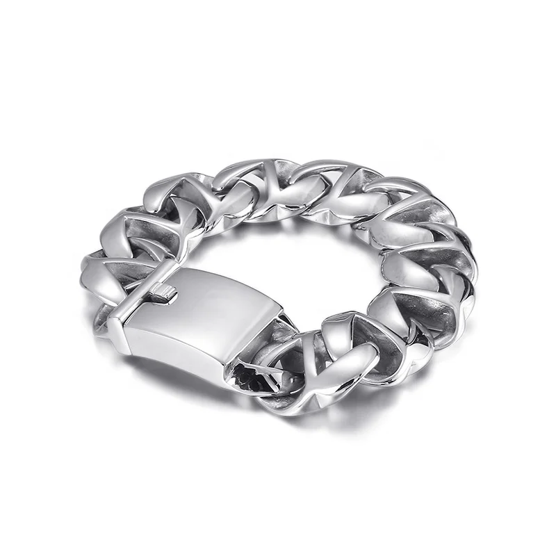 
Yingzhou factory wholesale hot sale stainless steel gold Miami Cuban chain hip hop bracelet custom 