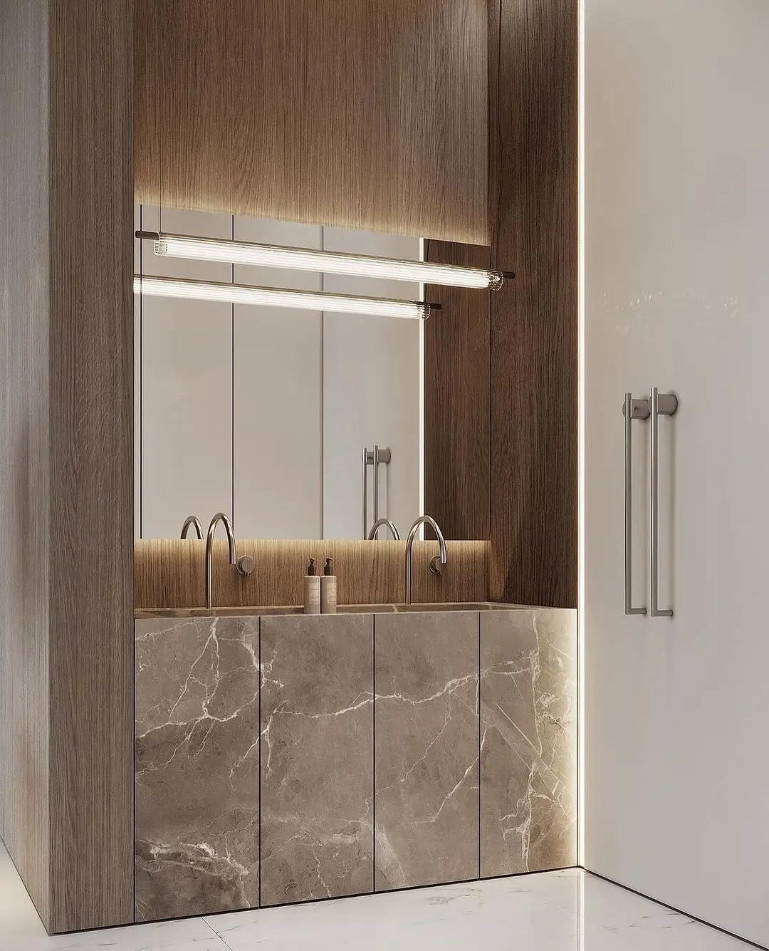 Natural Grey Marble Pedestal Sinks Bathroom Wash Basins Modern Design