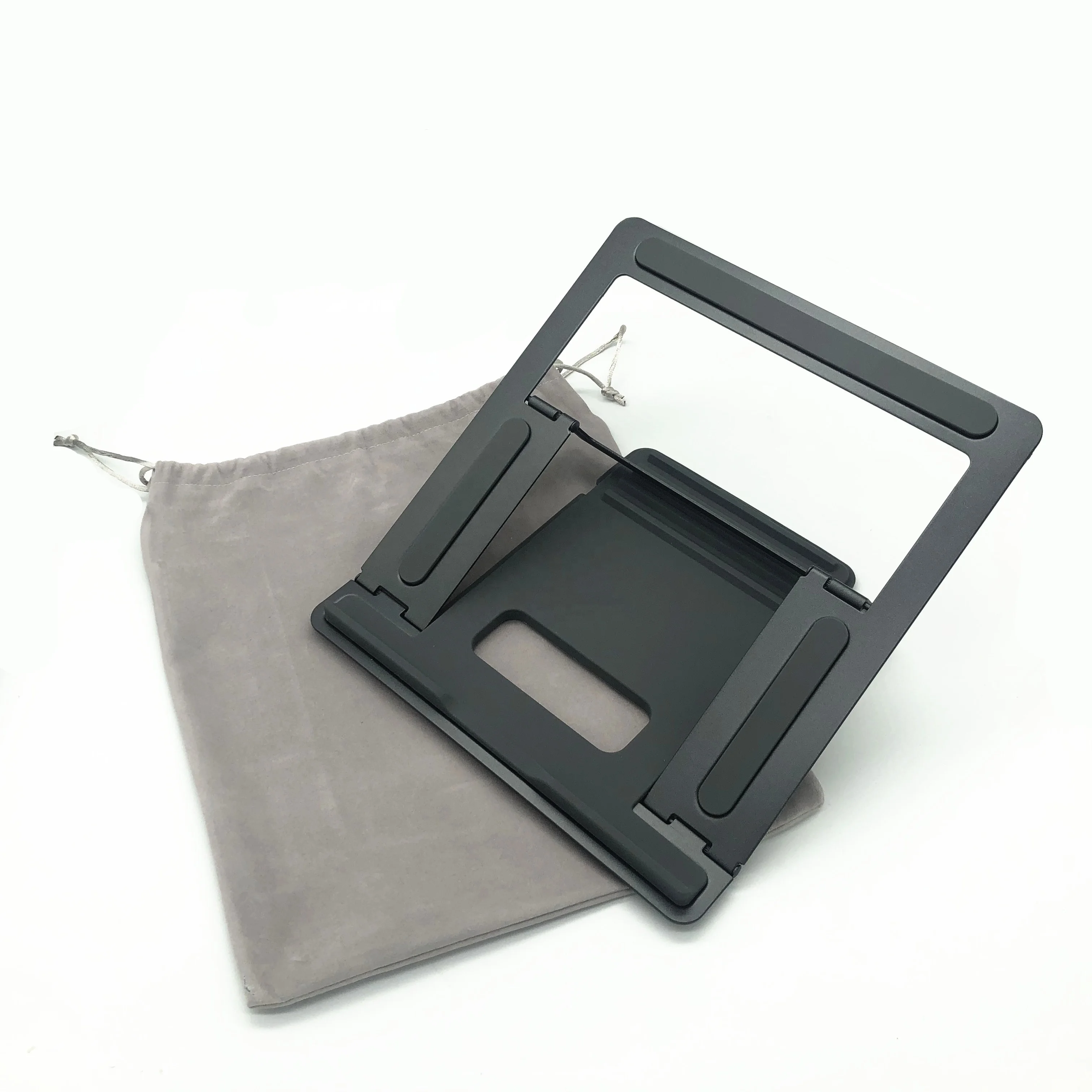 Metal Adjustable Foldable Portable Ergonomic Silicone Protective Pad or Laptop Use Stand