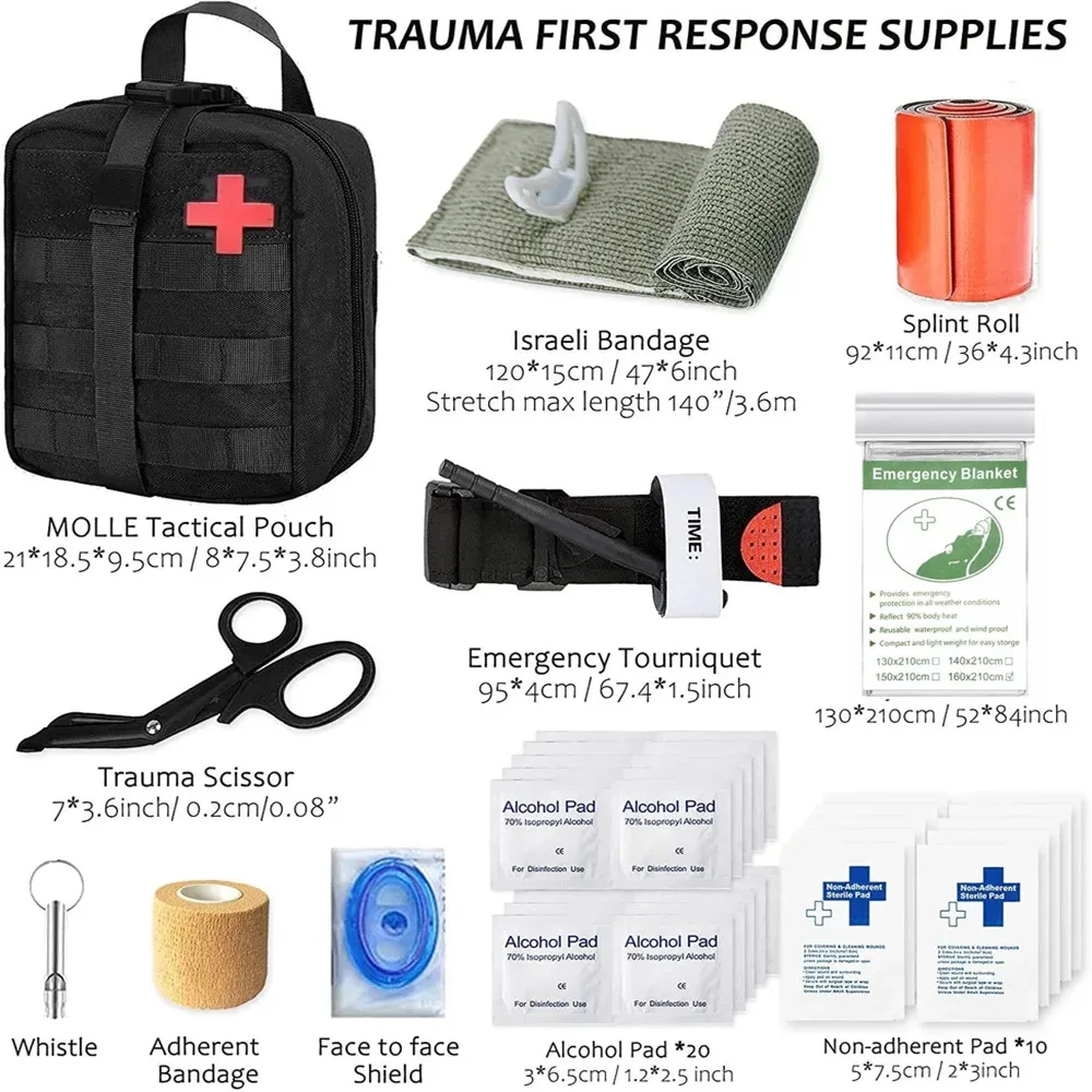 Survival First Aid Kit  Ifak Trauma Med Kit Emergency Medical Chest Seal Bleeding Control Kit, Tactical Molle Pouch for Travel