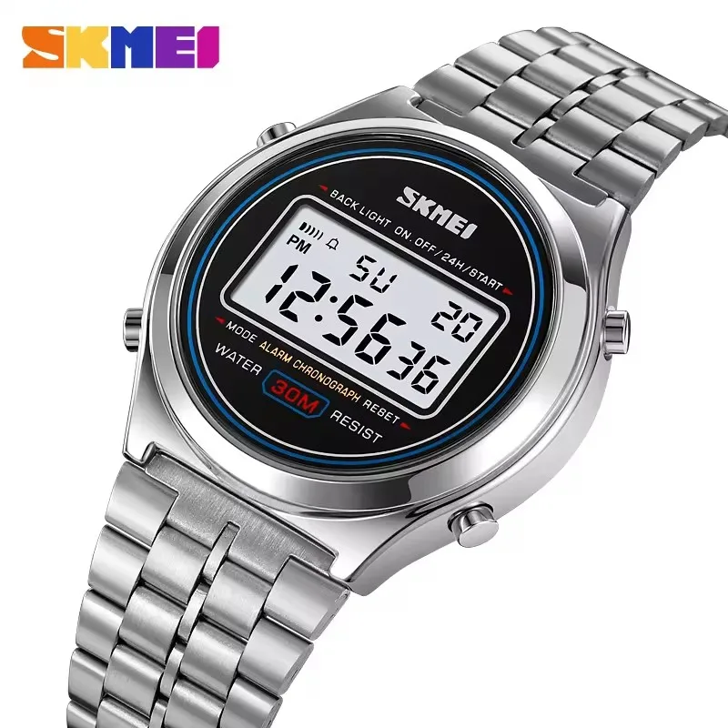 Skmei 2146 LED Time Durable Fancy Design Factory Wholesale Waterproof The New Digital Watch Men Clock With Stainless Steel Strap